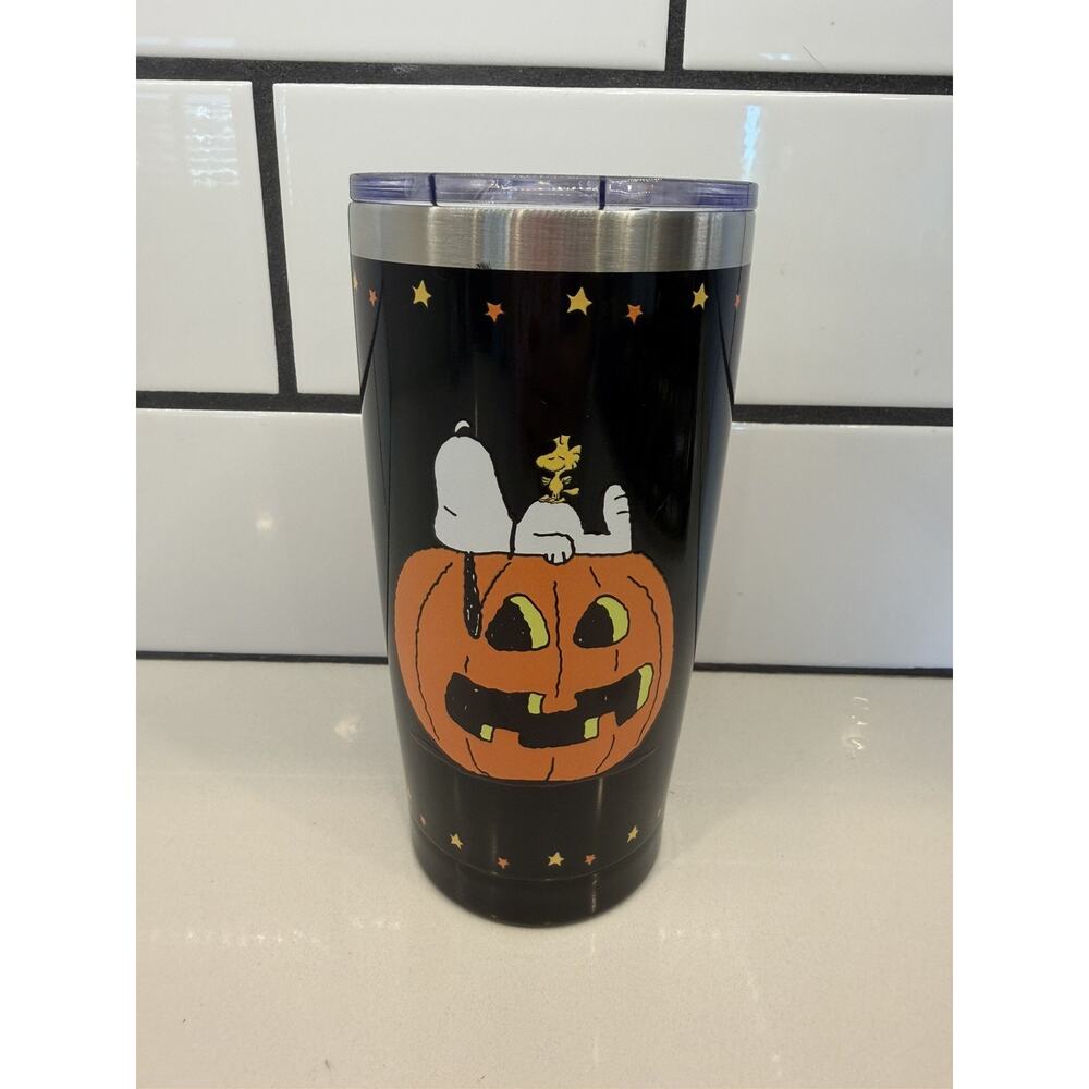 Peanuts Snoopy Halloween Stainless Steel Tumbler Pumpkin Woodstock, 16 Oz NEW 🎃